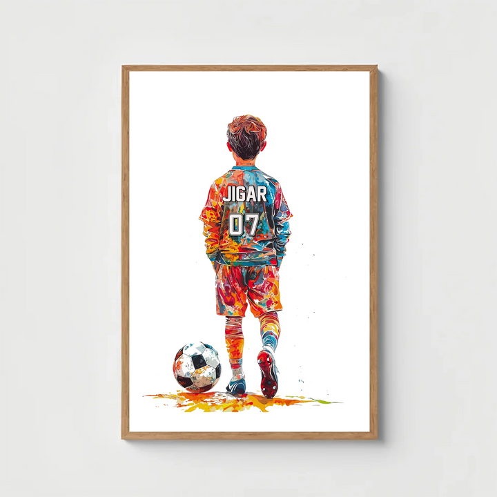 Custom Colourful Soccer Wall Art for Boys – Personalised with Name & Jersey Number
