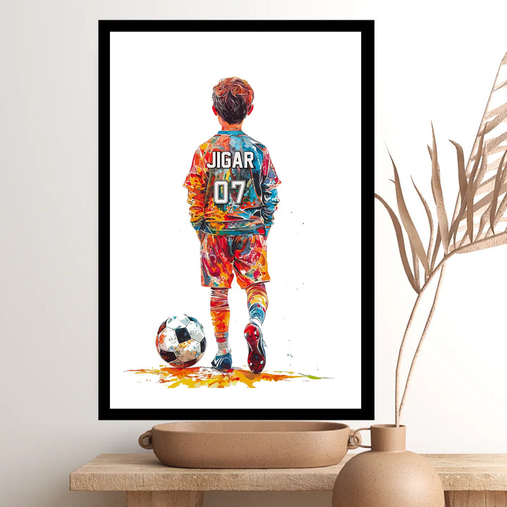 Custom Colourful Soccer Wall Art for Boys – Personalised with Name & Jersey Number