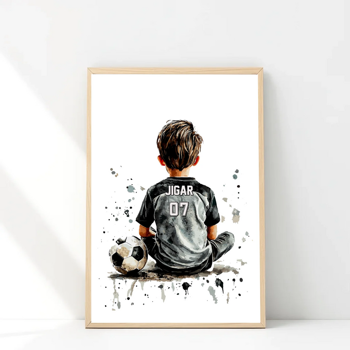 Personalised Soccer Wall Art for Boys – Custom Name & Jersey Number