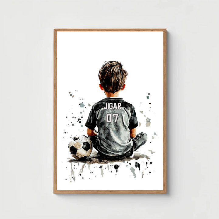 Personalised Soccer Wall Art for Boys – Custom Name & Jersey Number