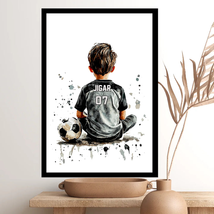 Personalised Soccer Wall Art for Boys – Custom Name & Jersey Number