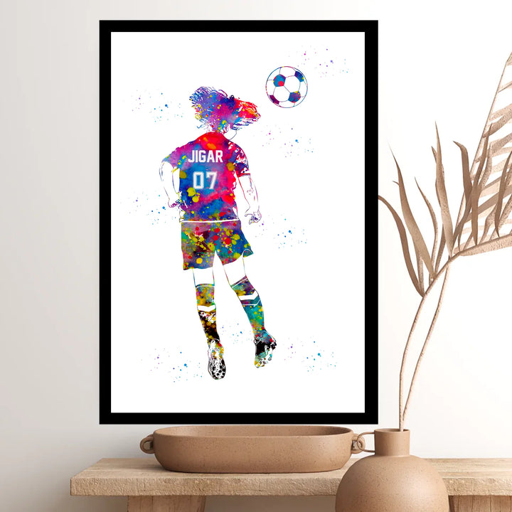 Personalized Colorful Soccer Wall Art for Boys – Custom Name & Jersey Number