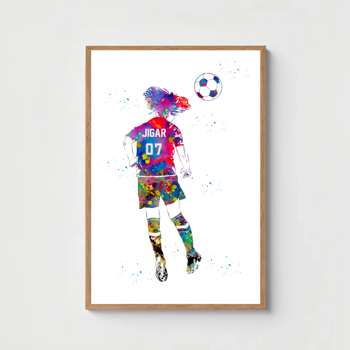 Personalized Colorful Soccer Wall Art for Boys – Custom Name & Jersey Number
