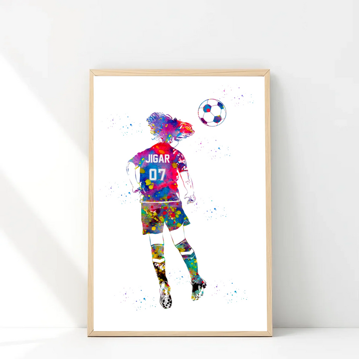 Personalized Colorful Soccer Wall Art for Boys – Custom Name & Jersey Number