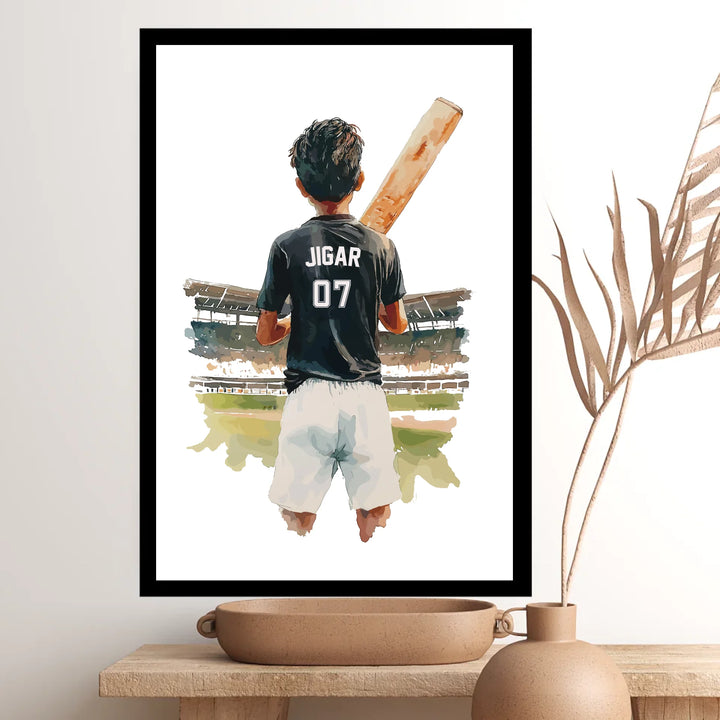 Cricket Player Poster - Personalised Wall Art Decor for Boys Room & Gift