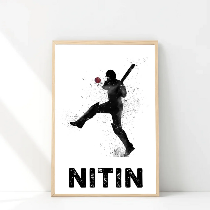 Batsman Poster - Dynamic Cricket Player Print Ideal Gift for Cricketer & Sports Decor