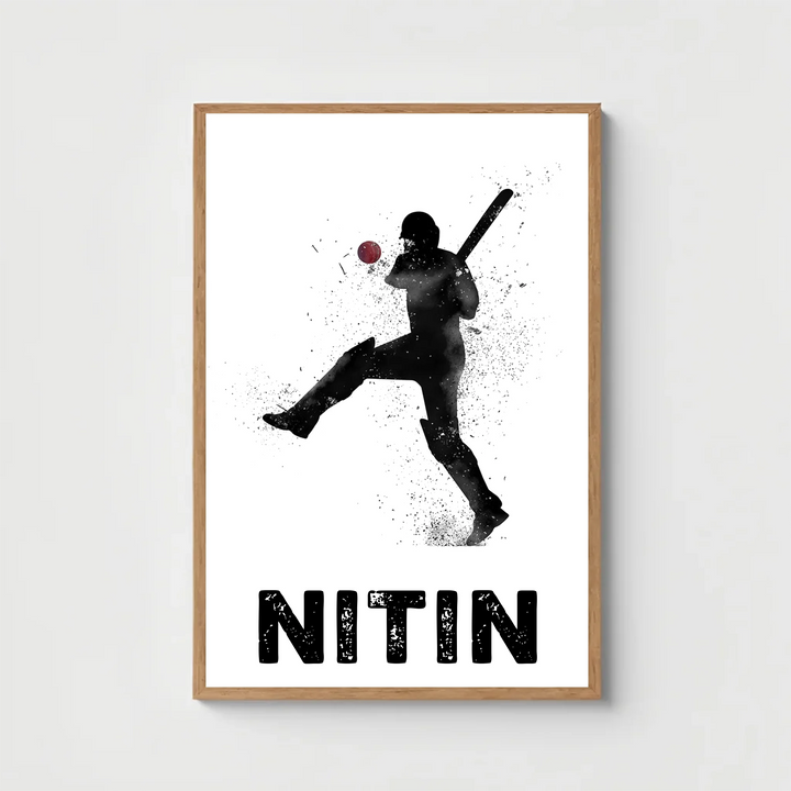 Batsman Poster - Dynamic Cricket Player Print Ideal Gift for Cricketer & Sports Decor