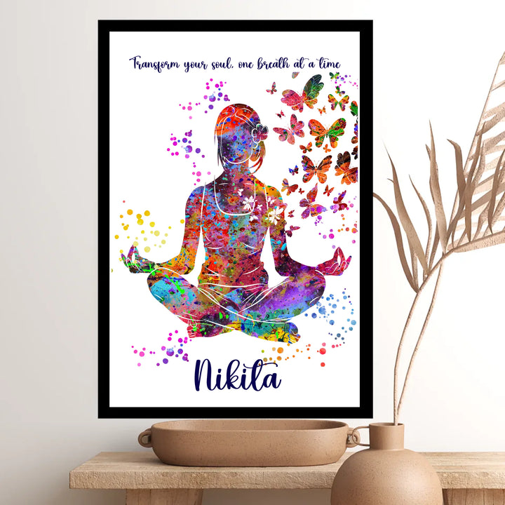 Girl Meditating Personalized Wall Art