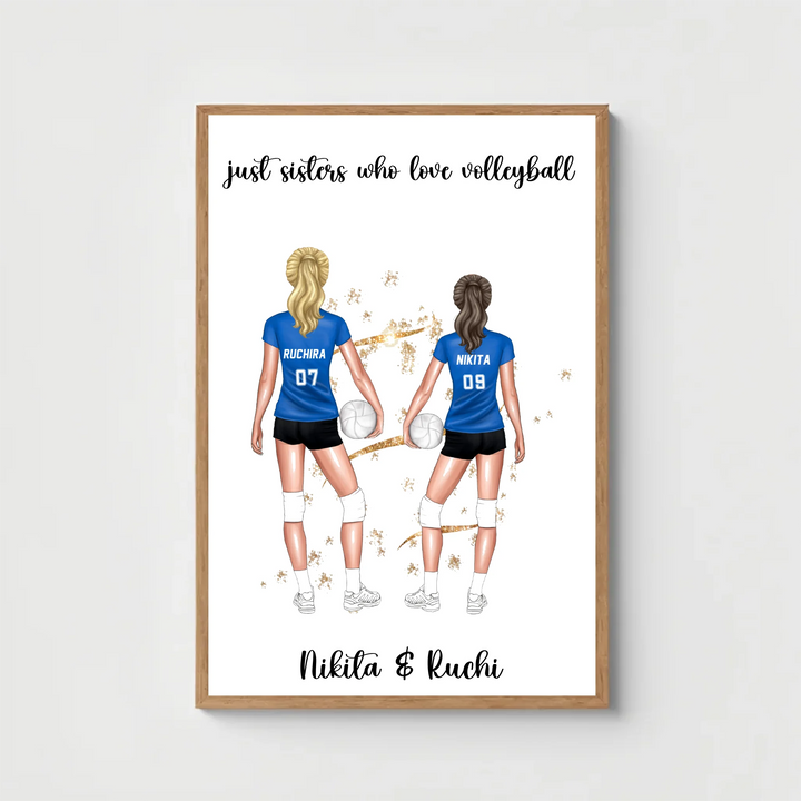 Personalised Volleyball Poster for Best Friends - Custom Gift for Volleyball Teammates