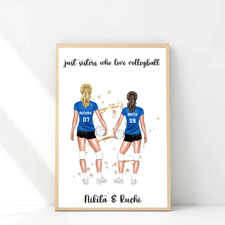 Personalised Volleyball Poster for Best Friends - Custom Gift for Volleyball Teammates