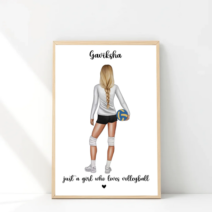 Personalised Volleyball Player Wall Decor - Custom Drawing Gift for Her
