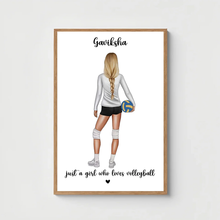 Personalised Volleyball Player Wall Decor - Custom Drawing Gift for Her
