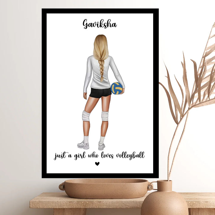 Personalised Volleyball Player Wall Decor - Custom Drawing Gift for Her