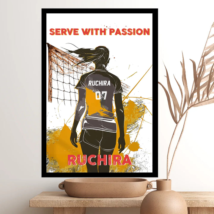 Personalised Volleyball Poster for Girls Custom Name, Number & Colours - Perfect Gift for Players