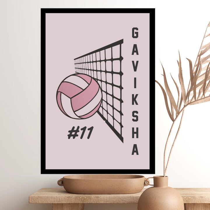 Custom Volleyball Name Poster for Girls - Personalised Team Number & Colours Wall Art