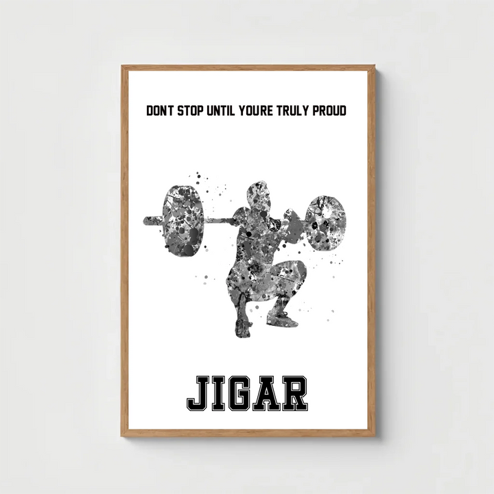 Personalised Weightlifter Man Poster - Custom Name & Motivational Message Gym Art