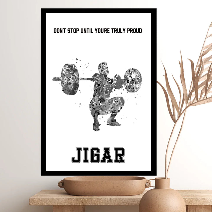 Personalised Weightlifter Man Poster - Custom Name & Motivational Message Gym Art
