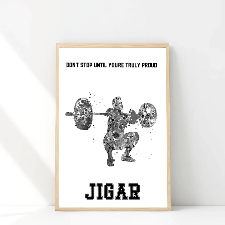 Personalised Weightlifter Man Poster - Custom Name & Motivational Message Gym Art