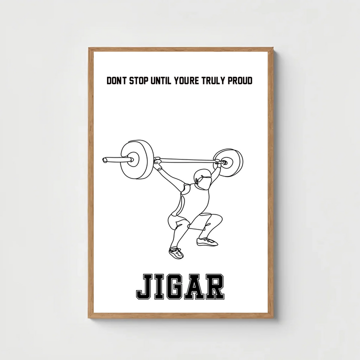 Personalised Minimalist Weightlifter Line Art for boys - Custom Name & Message