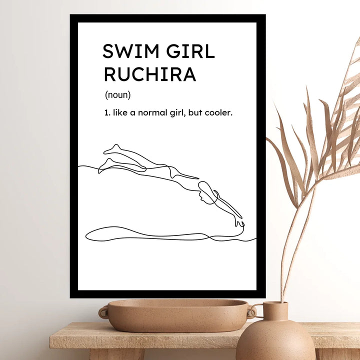 Swim Girl Art Print - Inspiring Swimming Poster & Gift for Swimmer (Perfect Teen Gifts)