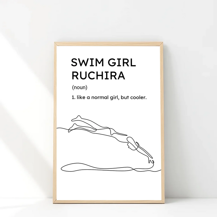 Swim Girl Art Print - Inspiring Swimming Poster & Gift for Swimmer (Perfect Teen Gifts)