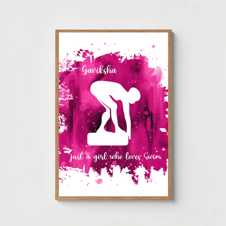 Swimming Art - Girls' Swimming Poster - Inspiring Swimmer Decor & Wall Art for Her Room