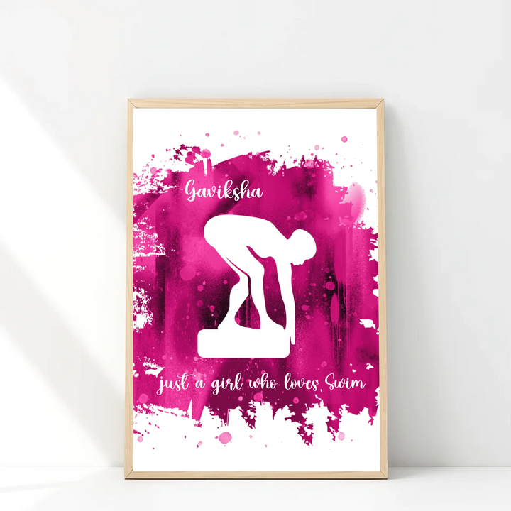 Swimming Art - Girls' Swimming Poster - Inspiring Swimmer Decor & Wall Art for Her Room