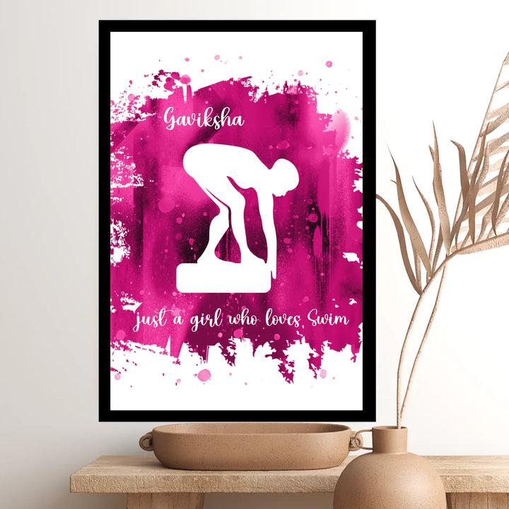 Swimming Art - Girls' Swimming Poster - Inspiring Swimmer Decor & Wall Art for Her Room