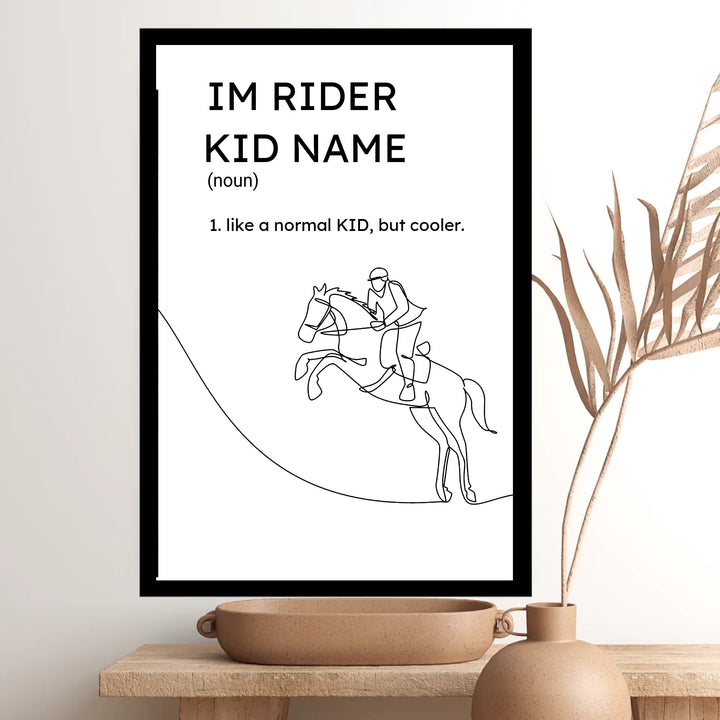 Minimalist Horse Riding Poster - Elegant Horse Rider Wall Art & Equestrian Gift