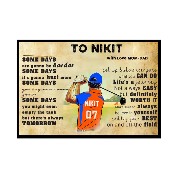 Personalised Golf Player Motivational Art - Custom Name Print for Golfers & Enthusiasts