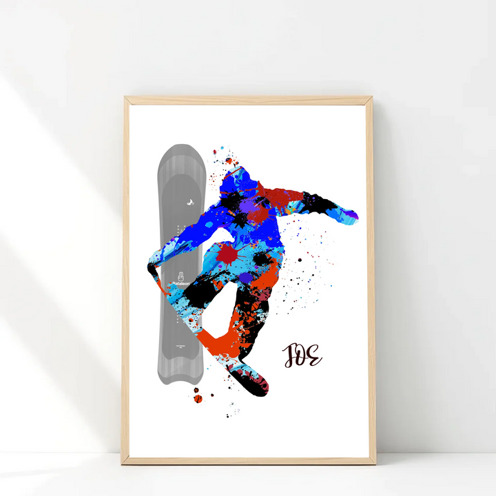 Personalised Snowboarder Art – Custom Winter Sports Gift, Snowboarding Wall Art