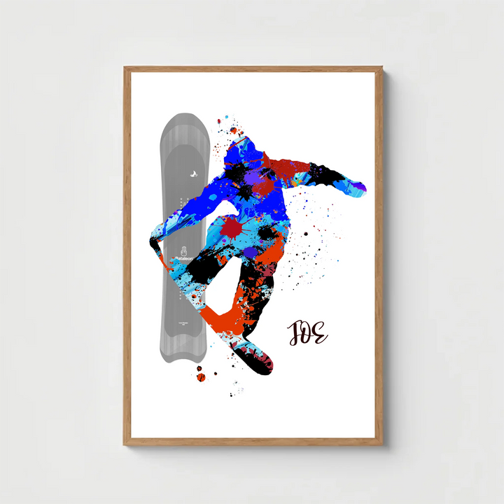 Personalised Snowboarder Art – Custom Winter Sports Gift, Snowboarding Wall Art