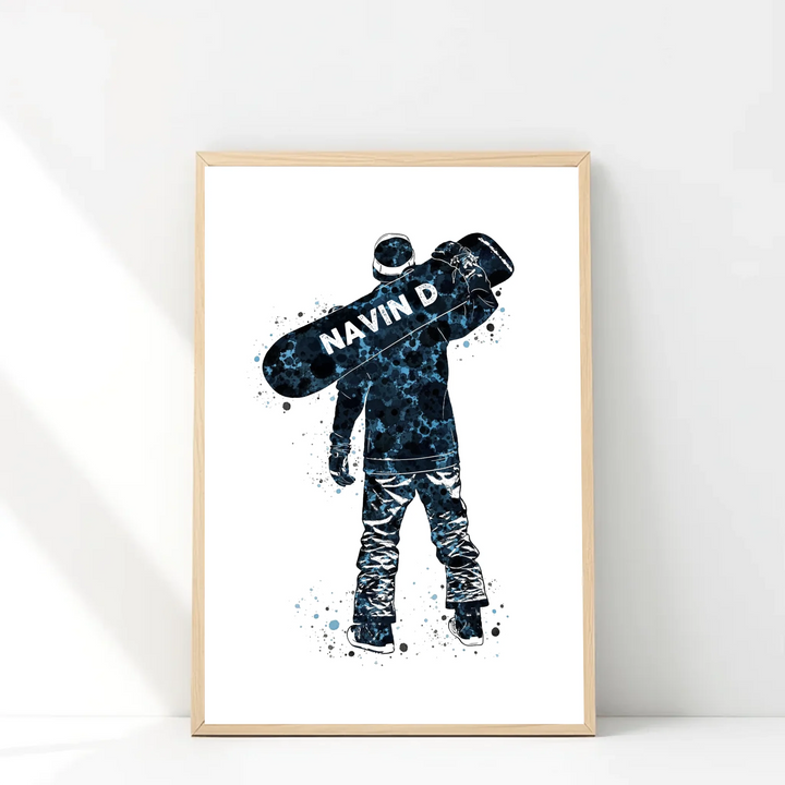Personalised Snowboarder Poster – Custom Snowboarding Gift for Him, Teens & Boys