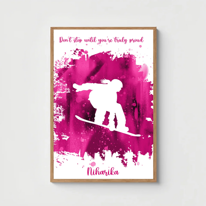 Girls Snowboarding Art Print – Snowboarder Poster & Winter Sports Wall Décor
