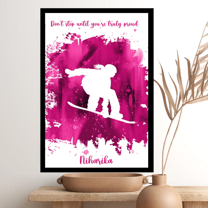 Girls Snowboarding Art Print – Snowboarder Poster & Winter Sports Wall Décor