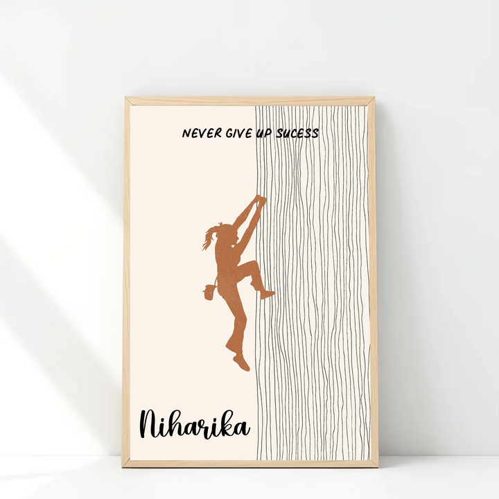 Boho Rock Climbing Wall Art - Minimalist Climber Poster for Girls & Women | Customizable