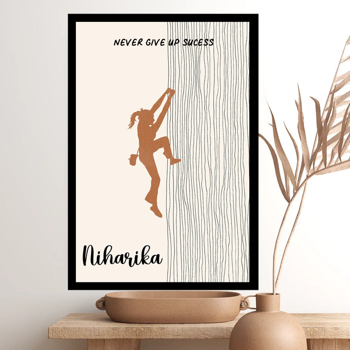 Boho Rock Climbing Wall Art - Minimalist Climber Poster for Girls & Women | Customizable