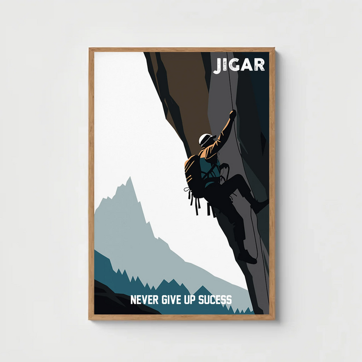 Personalized Minimalist Mountain Climber Poster - Inspiring Wall Art for Adventurers | Customizable