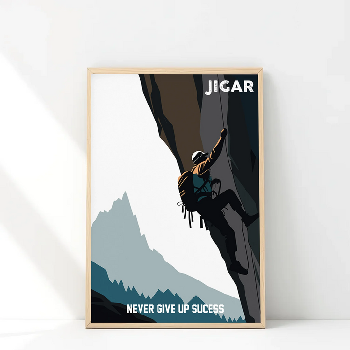 Personalized Minimalist Mountain Climber Poster - Inspiring Wall Art for Adventurers | Customizable
