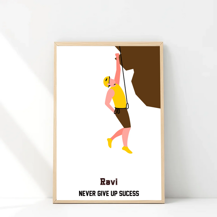 Personalised Rock Climbing Boy Wall Art – Custom Adventure Print for Him