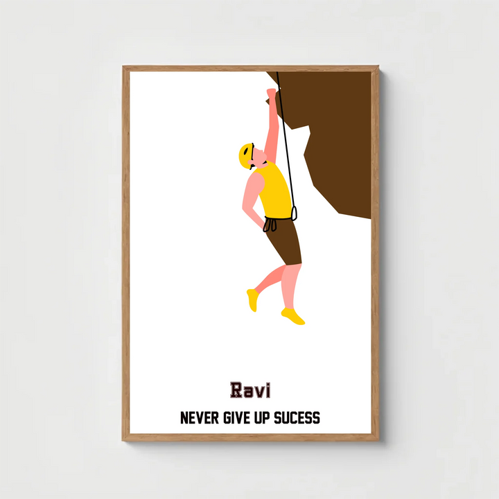 Personalised Rock Climbing Boy Wall Art – Custom Adventure Print for Him