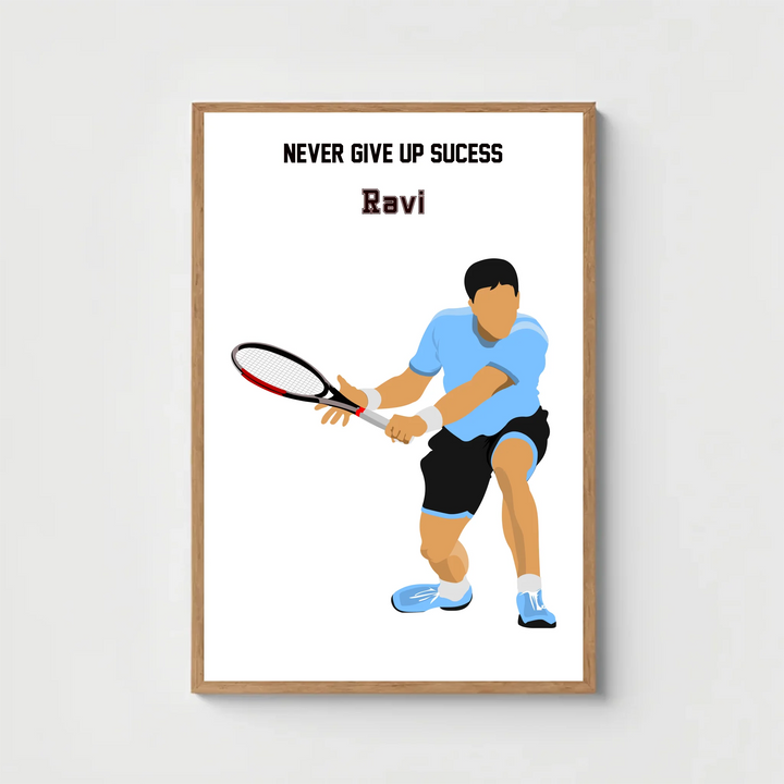Personalised Badminton Player Wall Art – Custom Name Print for Boys