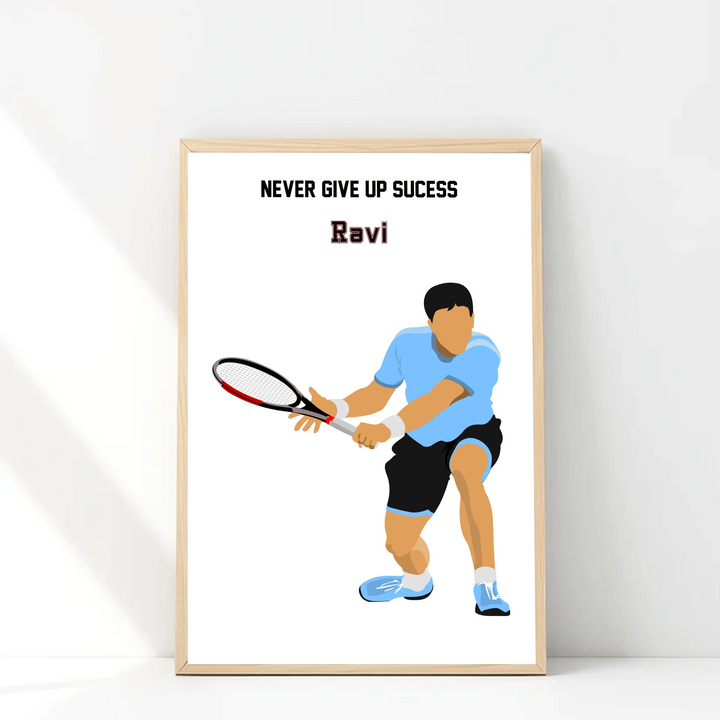 Personalised Badminton Player Wall Art – Custom Name Print for Boys