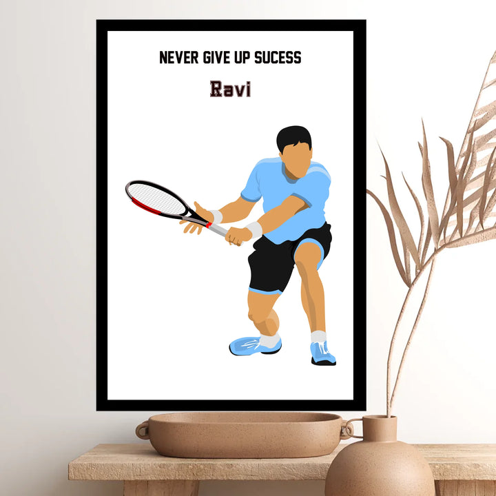 Personalised Badminton Player Wall Art – Custom Name Print for Boys