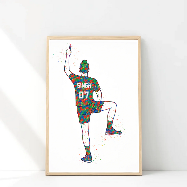 Personalised Kabaddi Player Wall Art – Sikh Boy Custom Sports Print | Vibrant & Inspiring