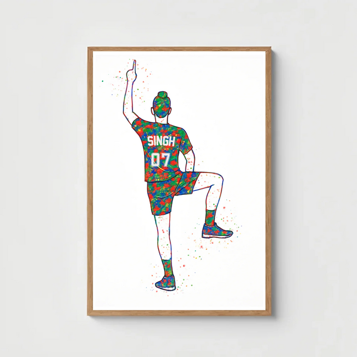 Personalised Kabaddi Player Wall Art – Sikh Boy Custom Sports Print | Vibrant & Inspiring