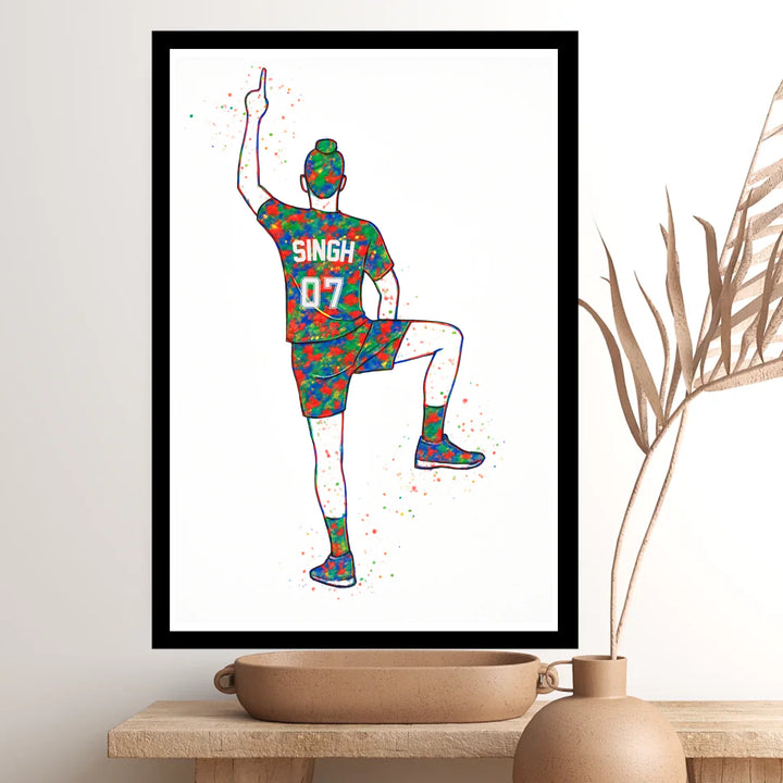 Personalised Kabaddi Player Wall Art – Sikh Boy Custom Sports Print | Vibrant & Inspiring