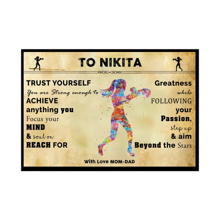 Personalised Motivational Wall Art – Boxer Girl Custom Sports Print | Empowering & Inspiring Gift