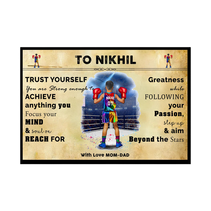 Personalised Motivational Wall Art – Boxer Boy Custom Sports Print