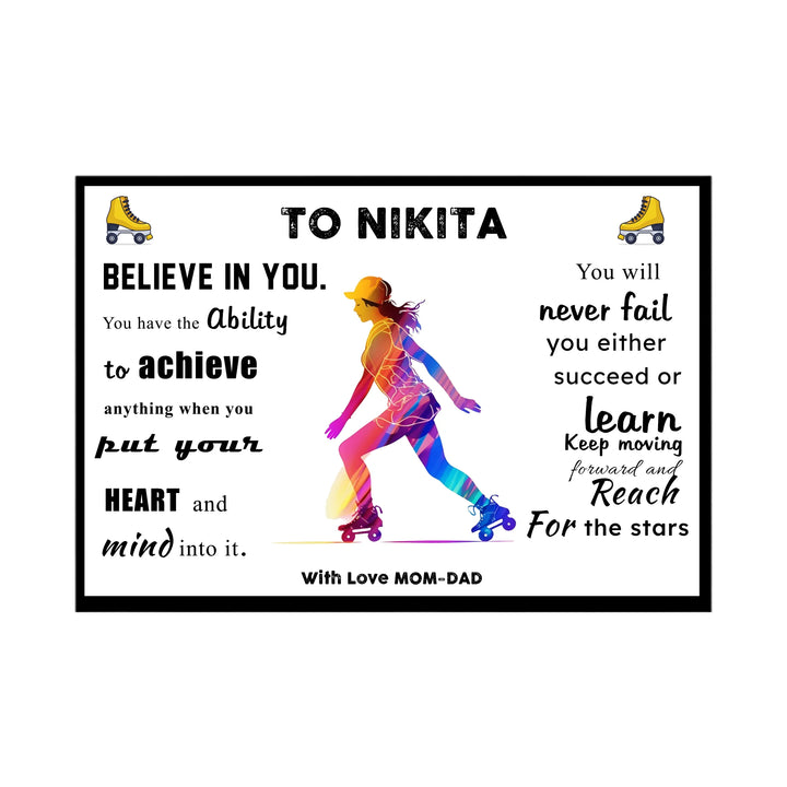 Personalised Motivational Wall Art: Roller Skating Girl